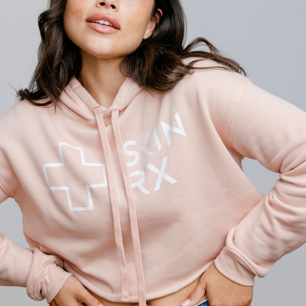 Blush Relaxed Fit Cropped Fleece Hoodie